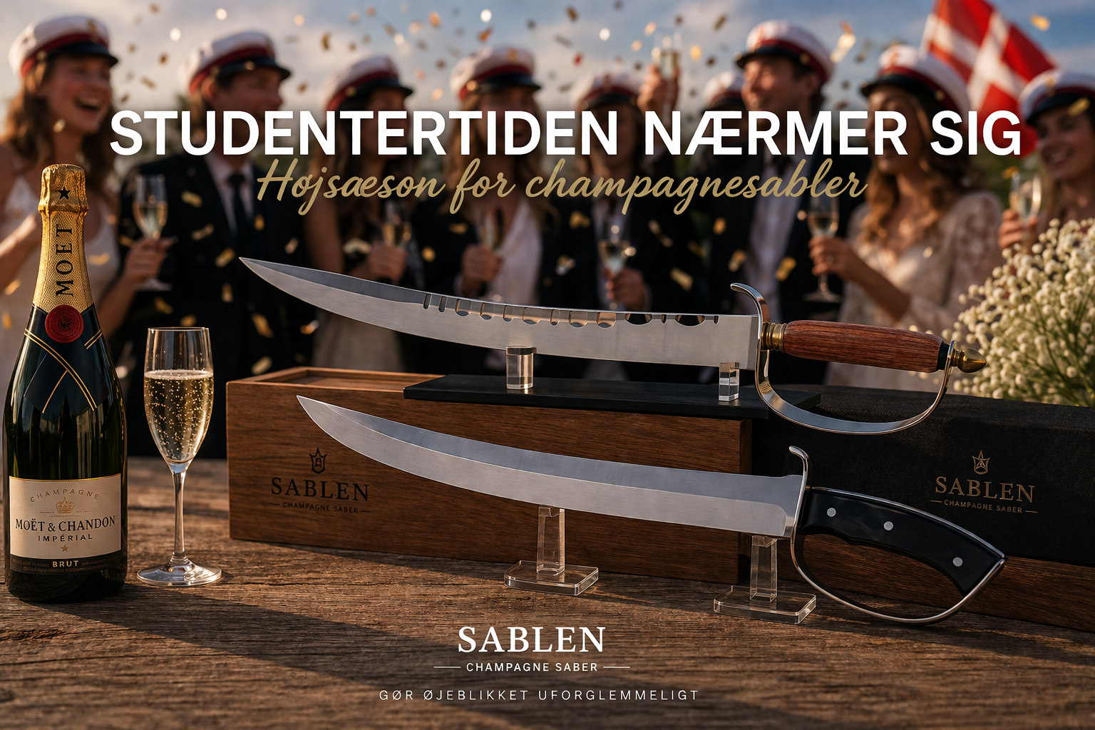 Studentertiden nærmer sig – og det gør højsæsonen for champagnesabler også